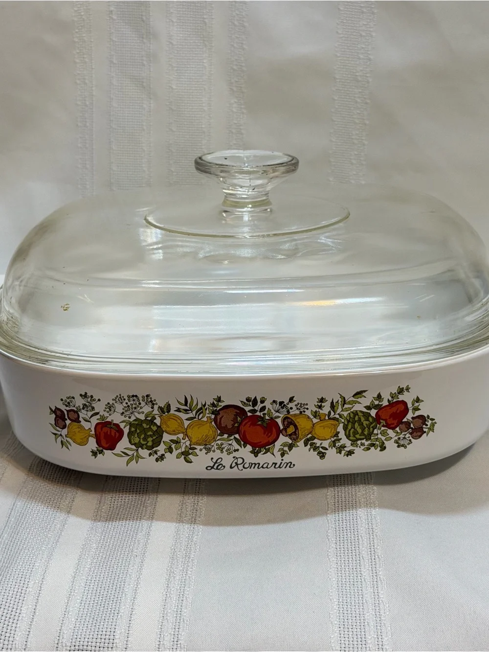 Large Casserole Dish Corning Ware Spice of Life Le Romarin 10x10x2 w/ Lid